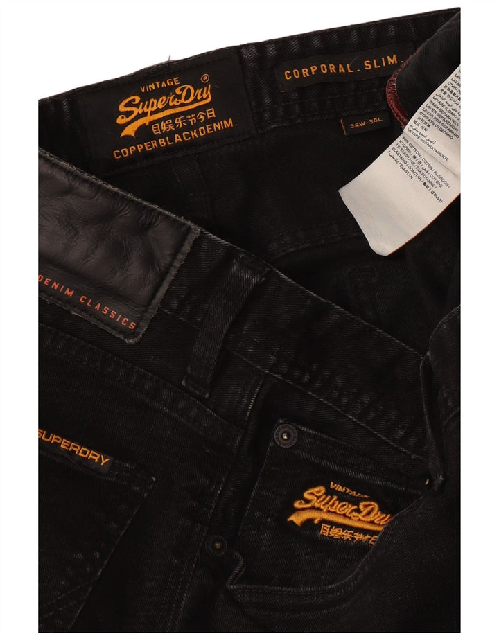 Superdry Slim Jeans til mænd W34 L34 sort bomuld
