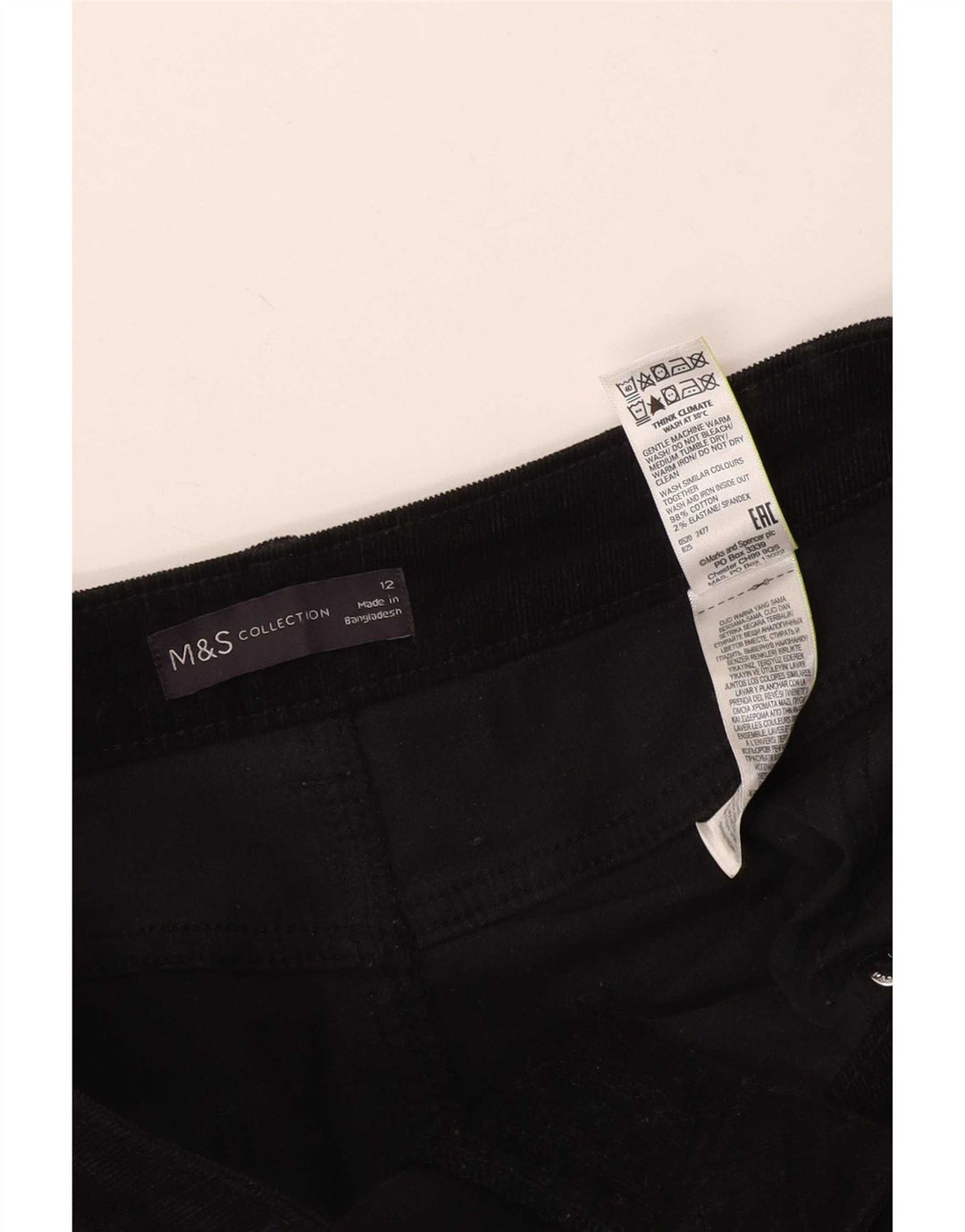 Marks & Spencer Damefløjlsbukser UK 12 Medium W32 L27 Sort