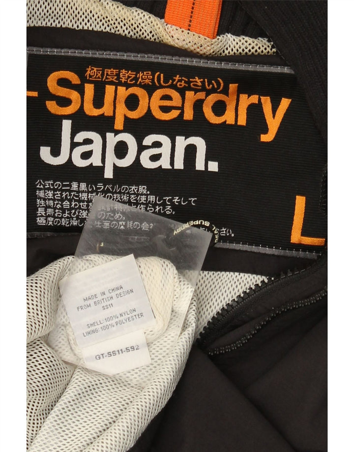 Superdry Regnjakke med hætte til mænd UK 40 Stor sort nylon