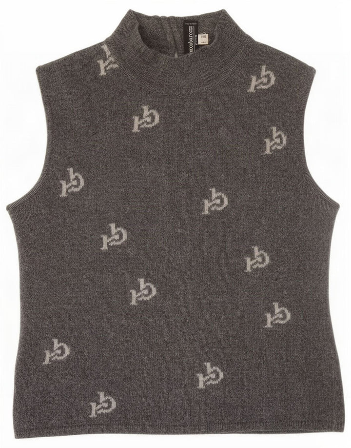 Roccobarocco Dame Grafisk Vest Tank Top IT 44 Mellemgrå Uld