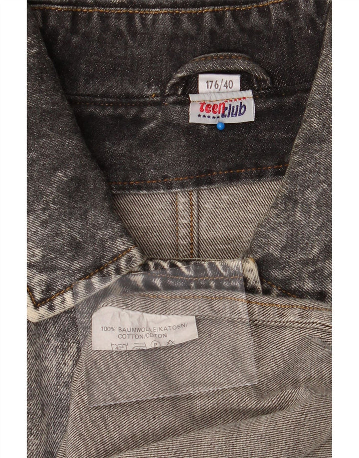 VINTAGE Girls Oversized Denim Coat 15-16 Years Grey Cotton Vintage Vintage and Second-Hand Vintage from Messina Hembry 