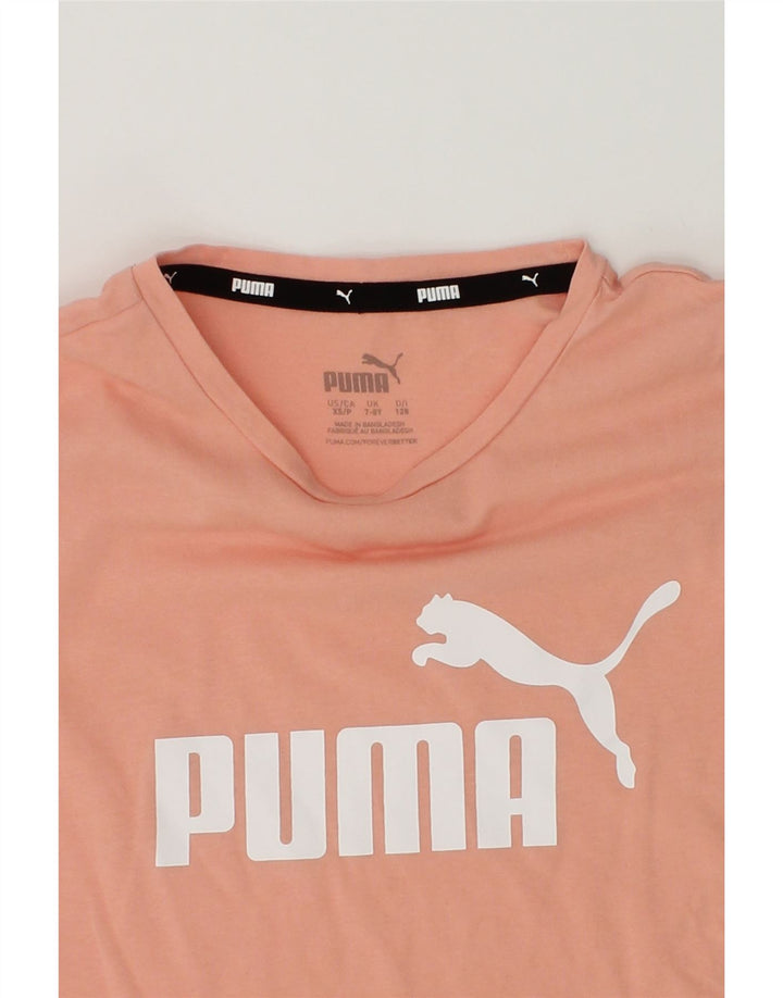 PUMA Girls Graphic T-Shirt Top 7-8 Years Beige Cotton | Vintage Puma | Thrift | Second-Hand Puma | Used Clothing | Messina Hembry 