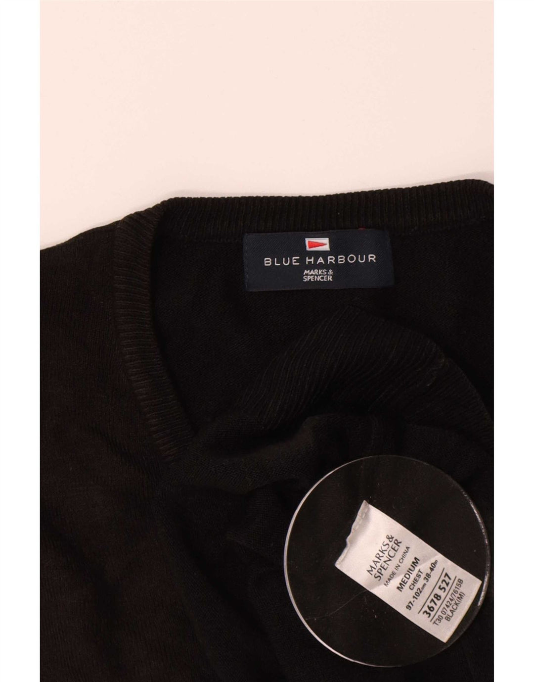 Marks & Spencer Herre Blue Harbor V-hals sweater Medium Sort