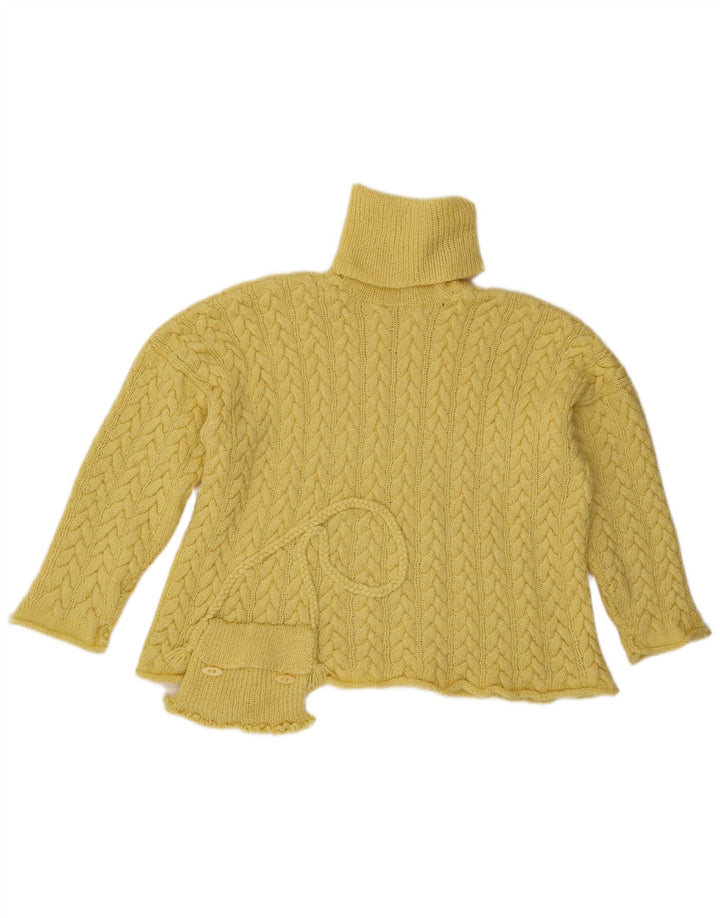 Vintage Dame Oversized Roll Neck Jumper Sweater UK 14 Large Yellow