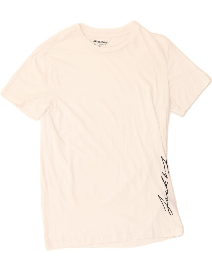 JACK & JONES Mens Graphic T-Shirt Top Medium White Cotton Vintage Jack & Jones and Second-Hand Jack & Jones from Messina Hembry 