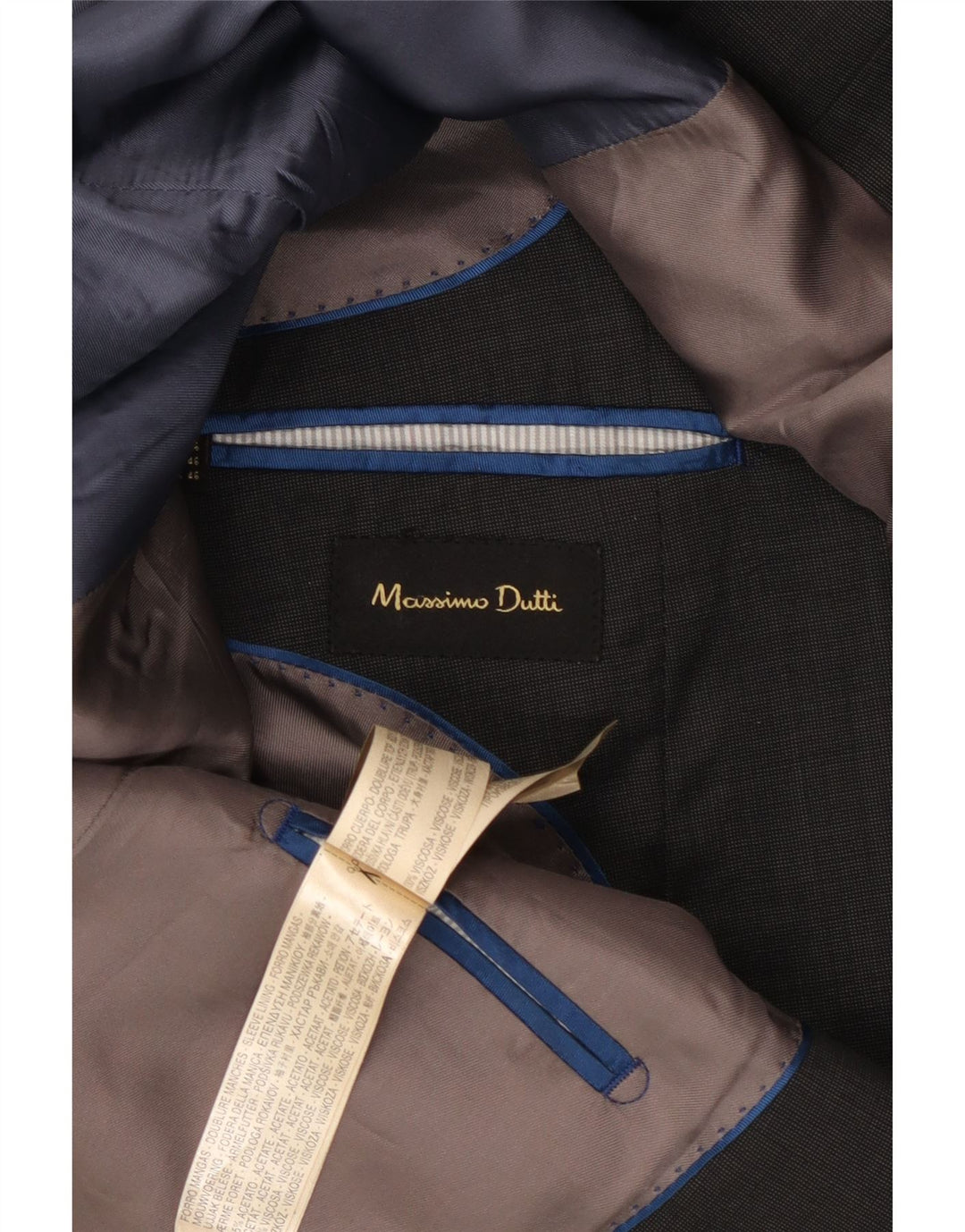 Massimo Dutti Herre 2-knaps blazerjakke US 46 XL Grå Acetat Classic