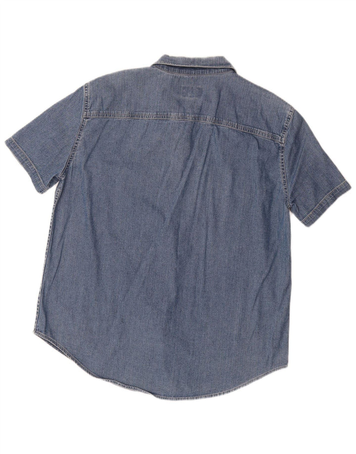 CALVIN KLEIN JEANS Kortærmet denimskjorte til kvinder UK 18 XL Blå Bomuld