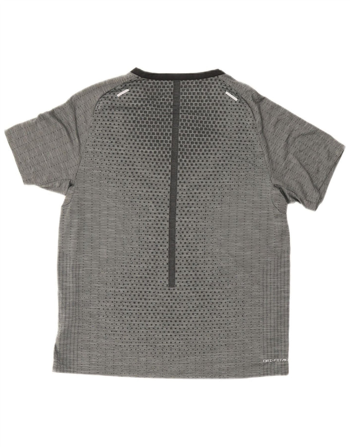 Nike herre Dri Fit T-shirt top mellemgrå geometrisk polyester