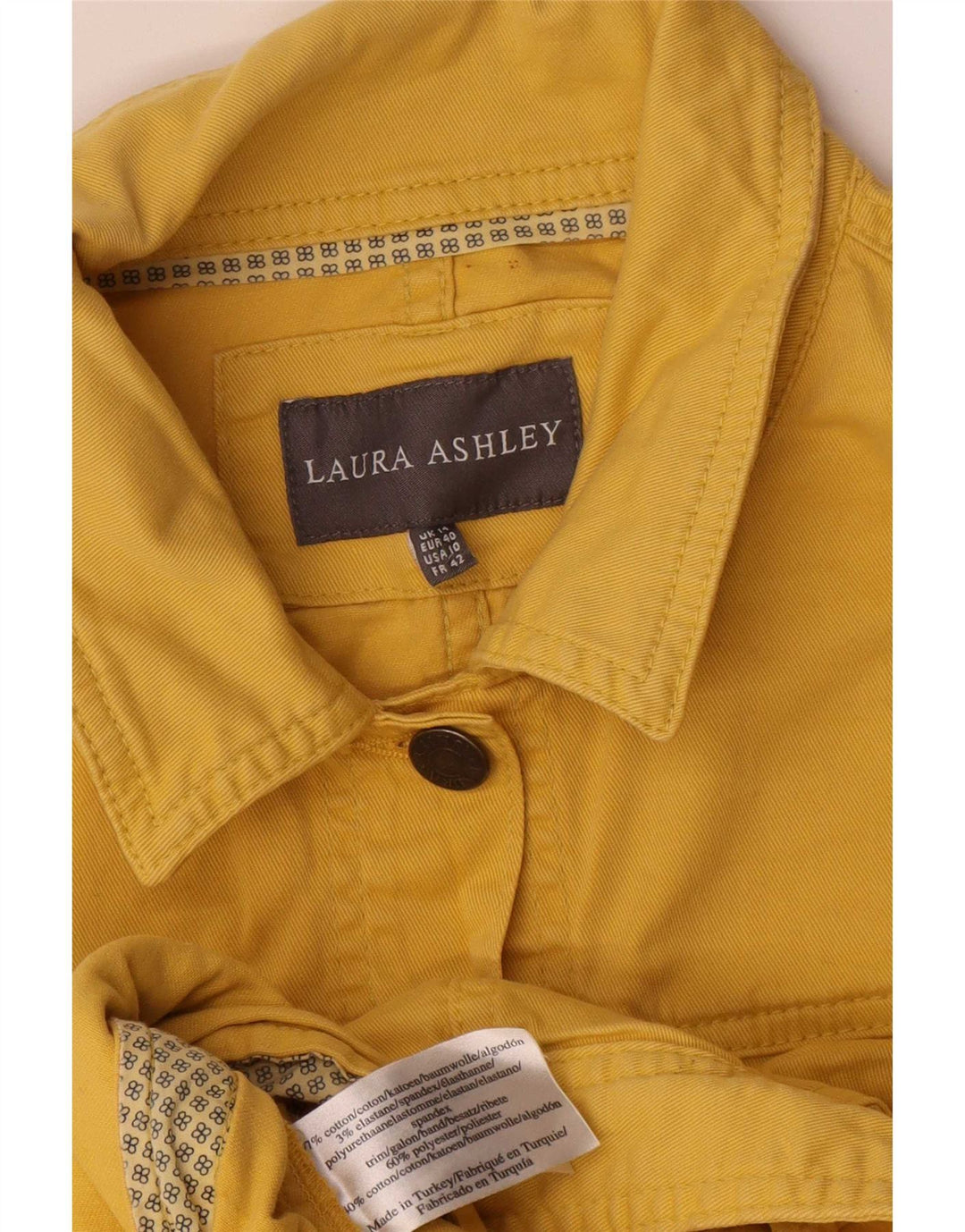 Laura Ashley Womens Crop Oversized denimjakke UK 14 Stor gul bomuld