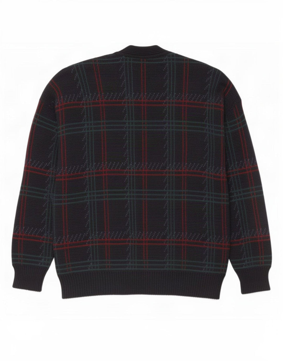 Vintage herre cardigan sweater stor marineblå ternet