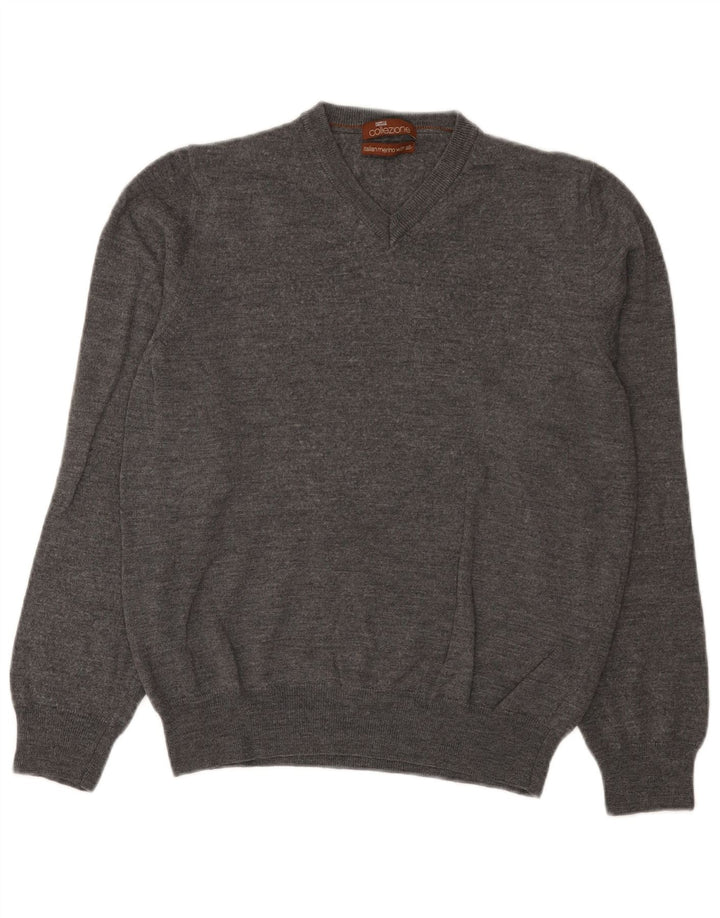 Marks & Spencer Herre V-hals sweater Medium Grå Merinould