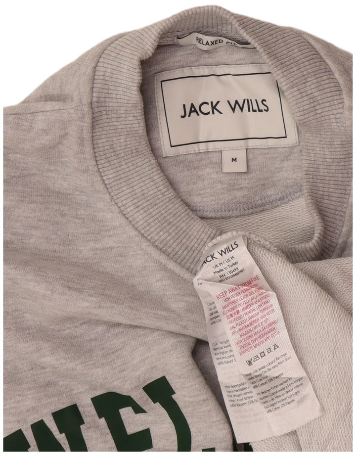 Jack Wills Herre Grafisk Relaxed Fit Sweatshirt Jumper Medium Grå Flecked