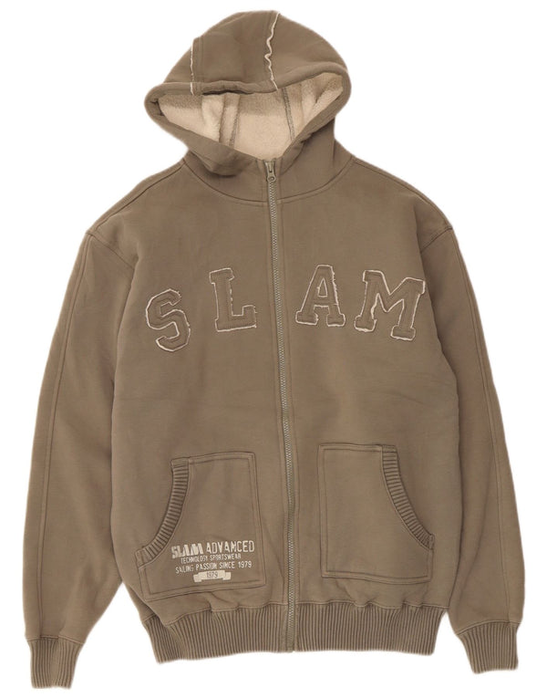Slam Herre Grafisk Sherpa Zip Hættetrøje Sweater XL Brun Polyester