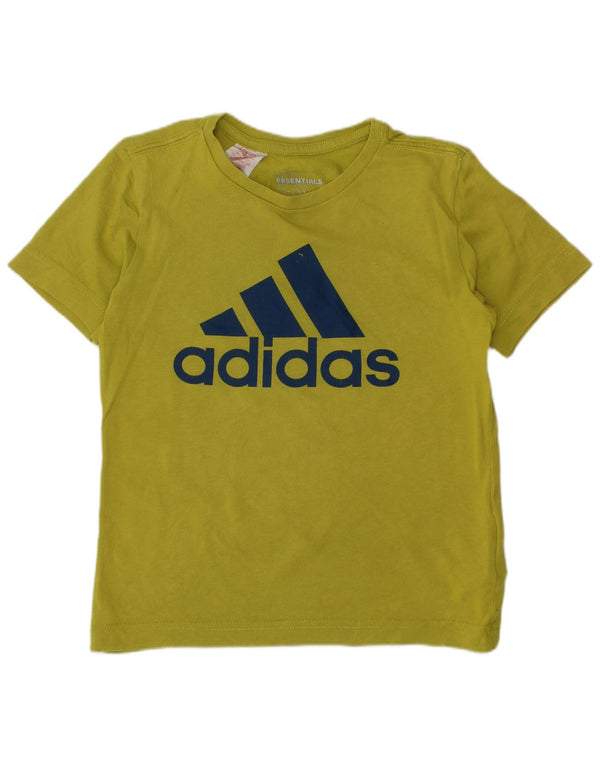 ADIDAS drenge Climalite grafisk T-shirt top 5-6 år grøn bomuld