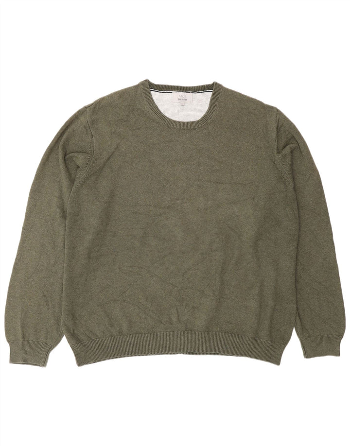 Marks & Spencer Herre sweater med rund hals XL Khaki Bomuld