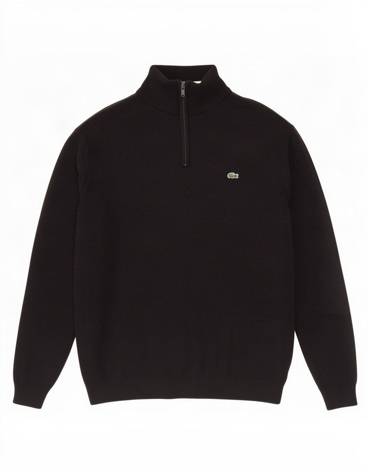 Lacoste Herre Zip Neck Jumper Sweater Størrelse 7 2XL Sort Uld