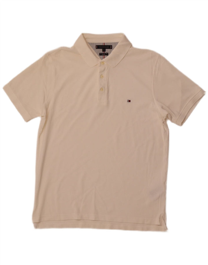TOMMY HILFIGER Herre Slim Fit Polo Shirt XL Off White Bomuld