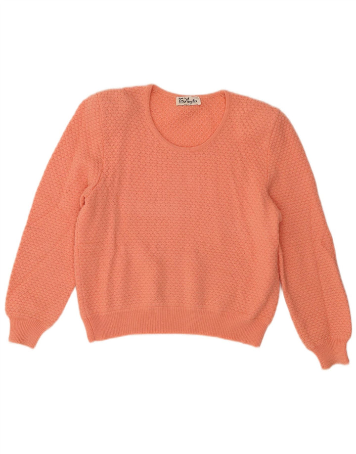 Vintage Dame Boat Neck Jumper Sweater UK 12 Medium Orange