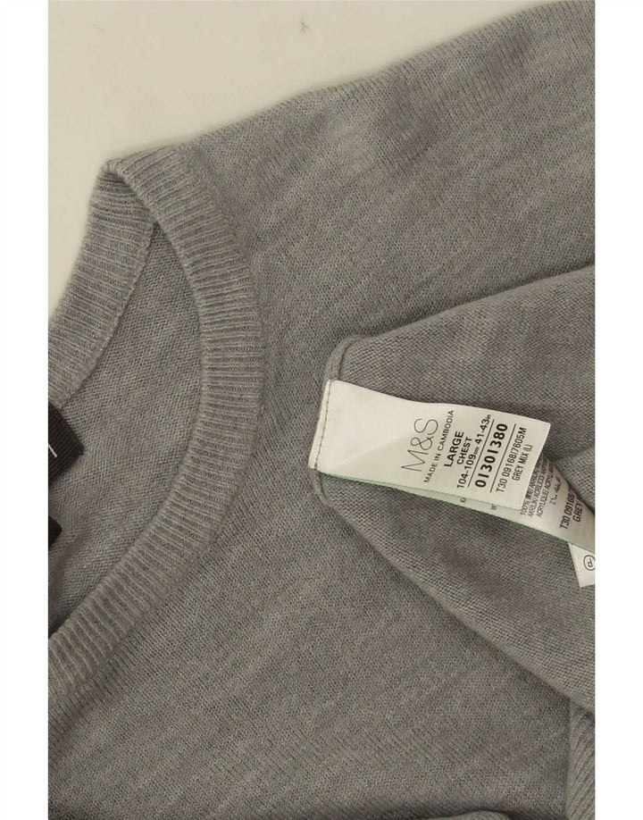 Marks & Spencer Herre sweater med rund hals, stor grå akryl
