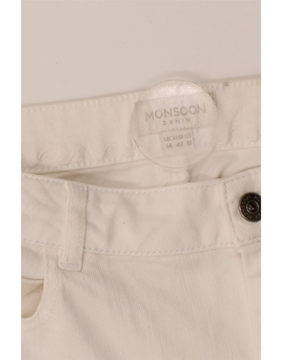 MONSOON Womens Slim Jeans UK 14 Large W32 L26 White Cotton Vintage Monsoon and Second-Hand Monsoon from Messina Hembry 