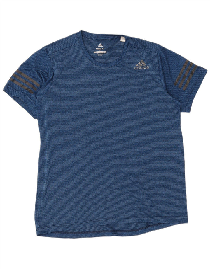 Adidas Herre Climacool T-Shirt Top Stor marineblå nålestribe