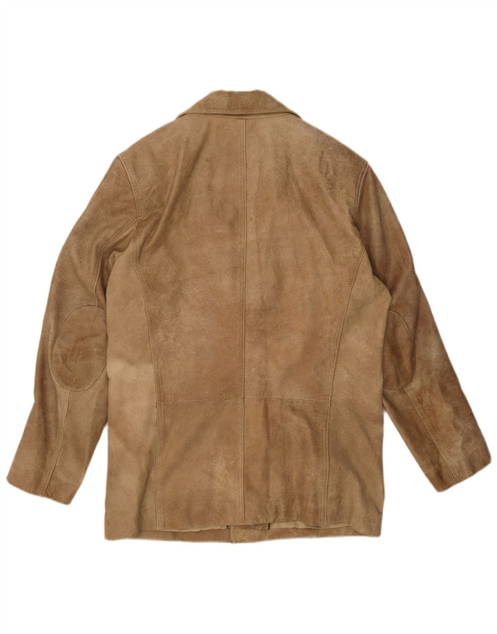 Vintage herre 2-knaps ruskind blazerjakke UK 40 Stort beige læder