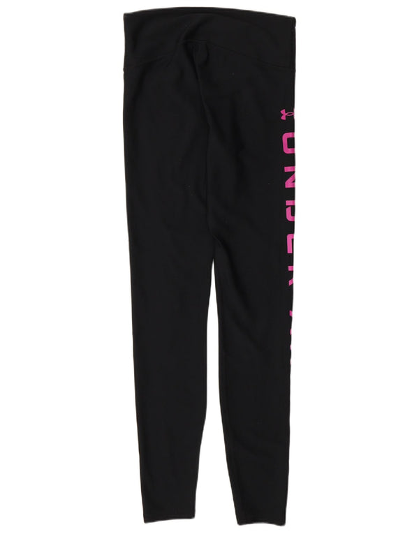 Under Armour Womens Heat Gear Grafiske Leggings UK 10 Small Black Polyester