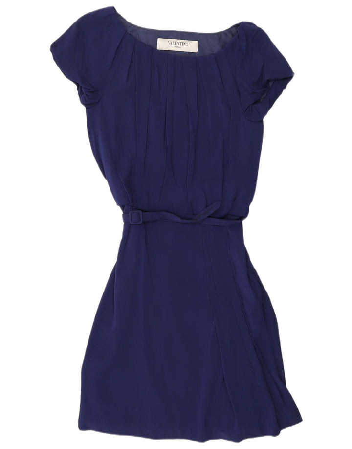 VALENTINO Dame A-Line Kjole IT 42 Medium Marineblå Silke