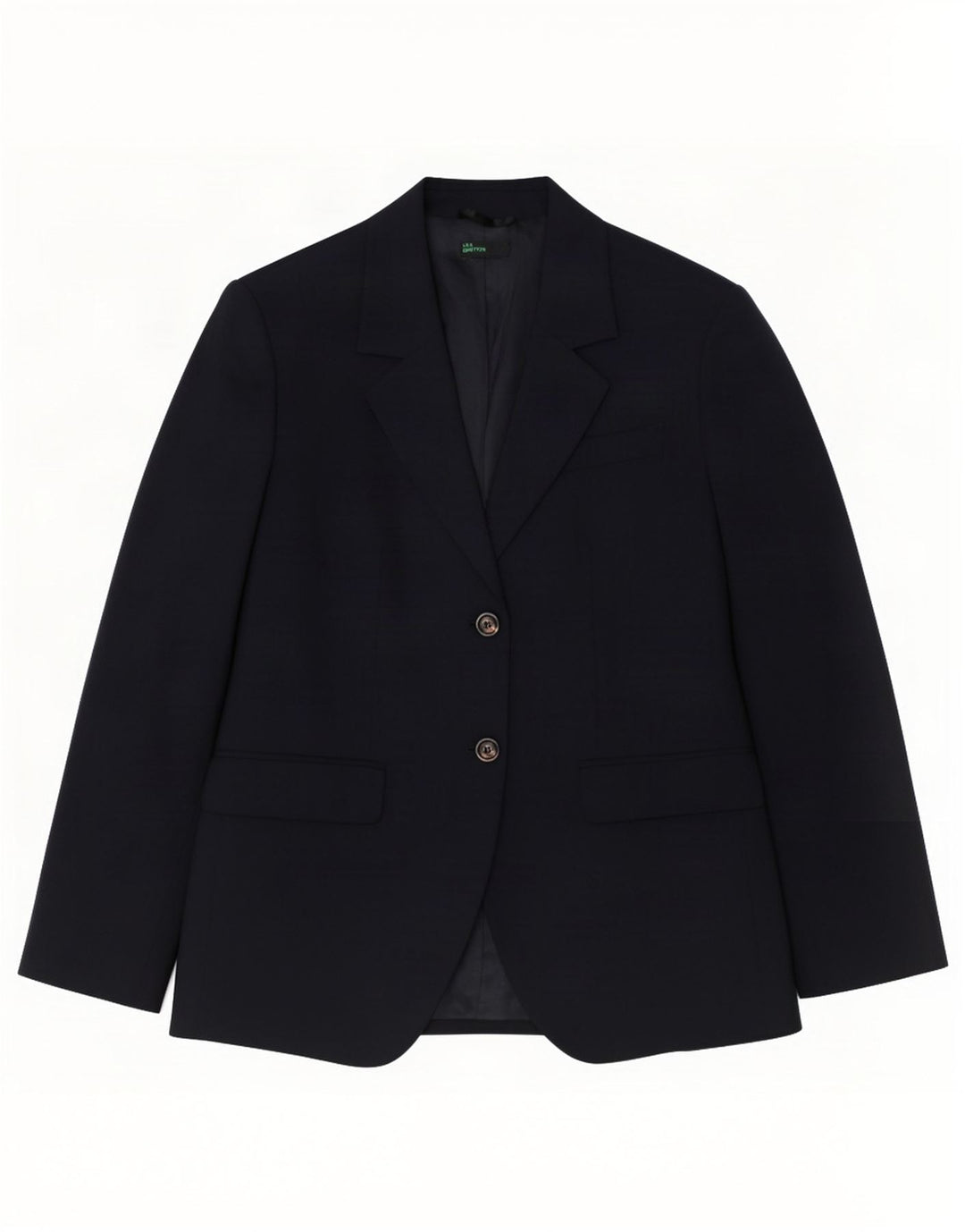 Benetton Dame 2 Button Blazer Jacket IT 46 Large Navy Blue Polyester
