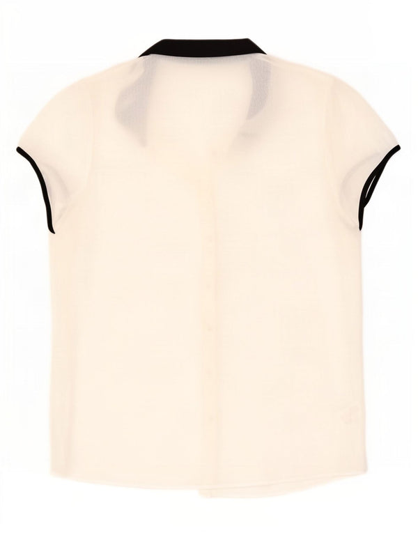 Zara Dame Se Through Shirt Bluse UK 14 Large Off White Colourblock