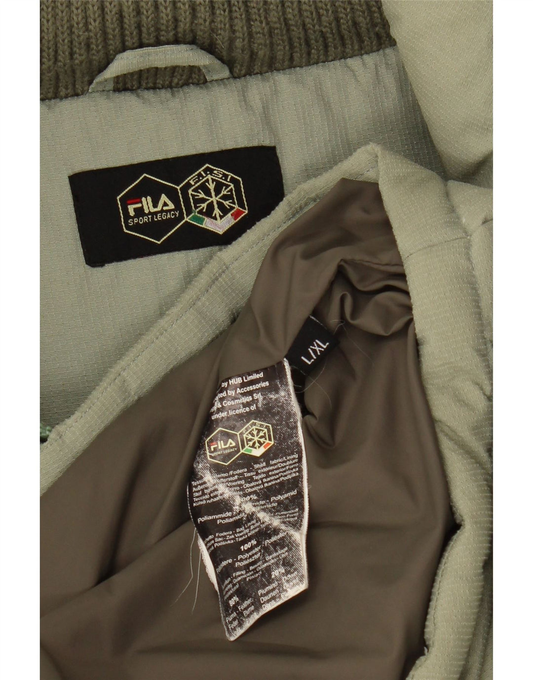 Fila Mens Padded Jacket UK 40 Large Khaki Polyamide