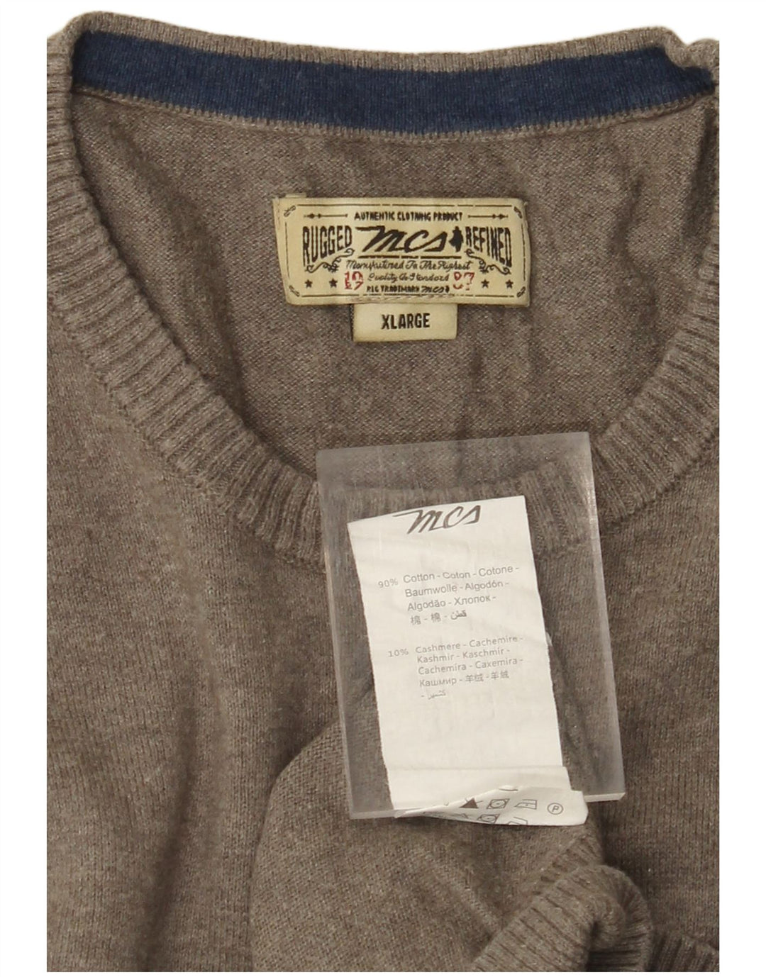 MARLBORO CLASSICS Herre sweater med rund hals XL Grå bomuld