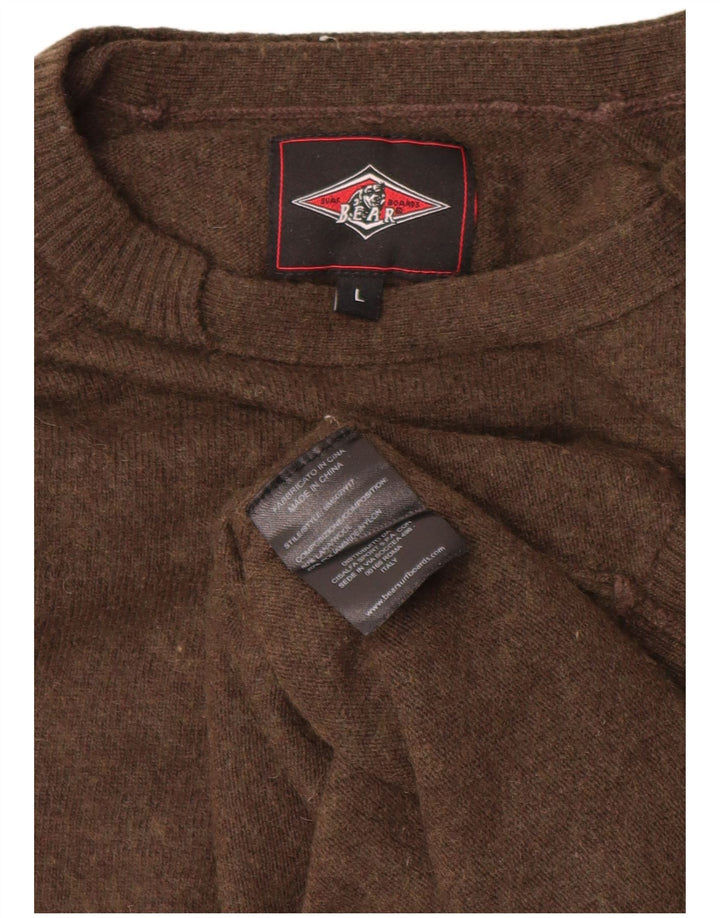 Bear Herre Crew Neck Jumper Sweater Stor Brun Uld