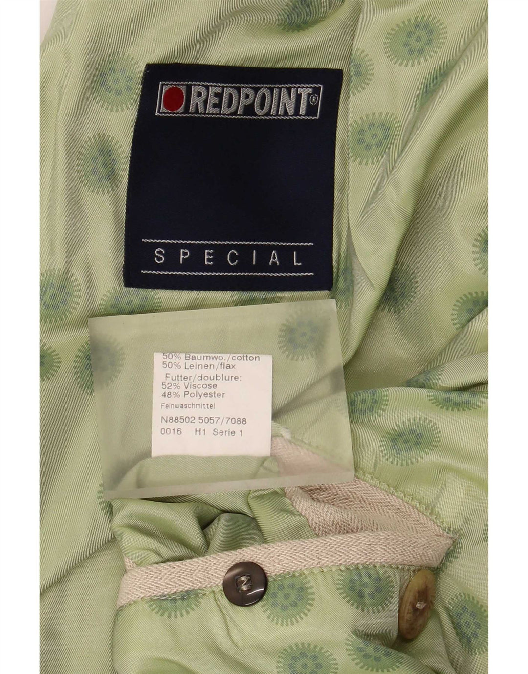 Redpoint Herre 3 Button Blazer Jacket IT 48 Medium Beige Sildebensbomuld
