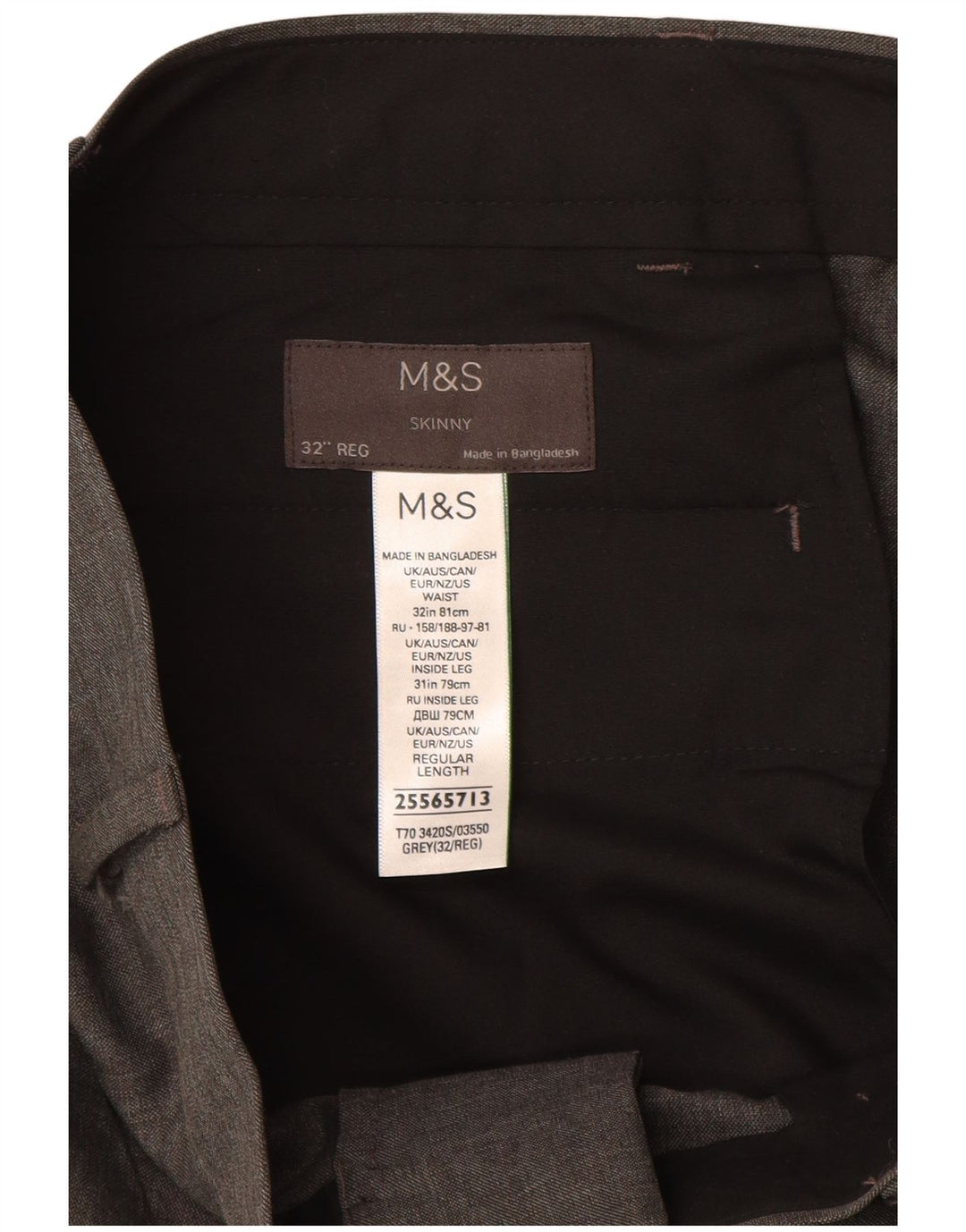 Marks & Spencer Herre Skinny Casual Bukser W32 L31 Grå Polyester