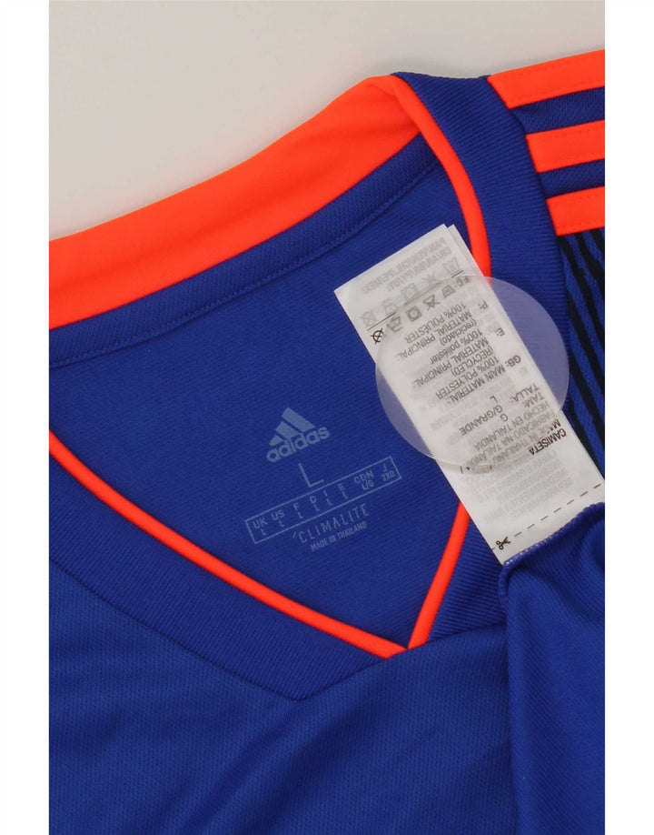 Adidas Herre Climalite Grafisk T-Shirt Top Stor Blå Geometrisk Polyester