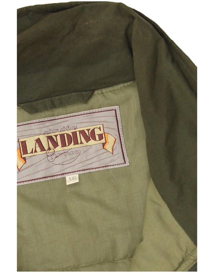 Vintage Herre Utility Gilet UK 44 2XL Khaki Polyester