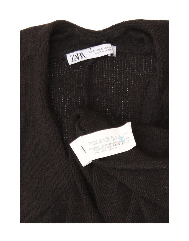 Zara Dame Oversized Vest Tank Top UK 10 Small Black Viscose