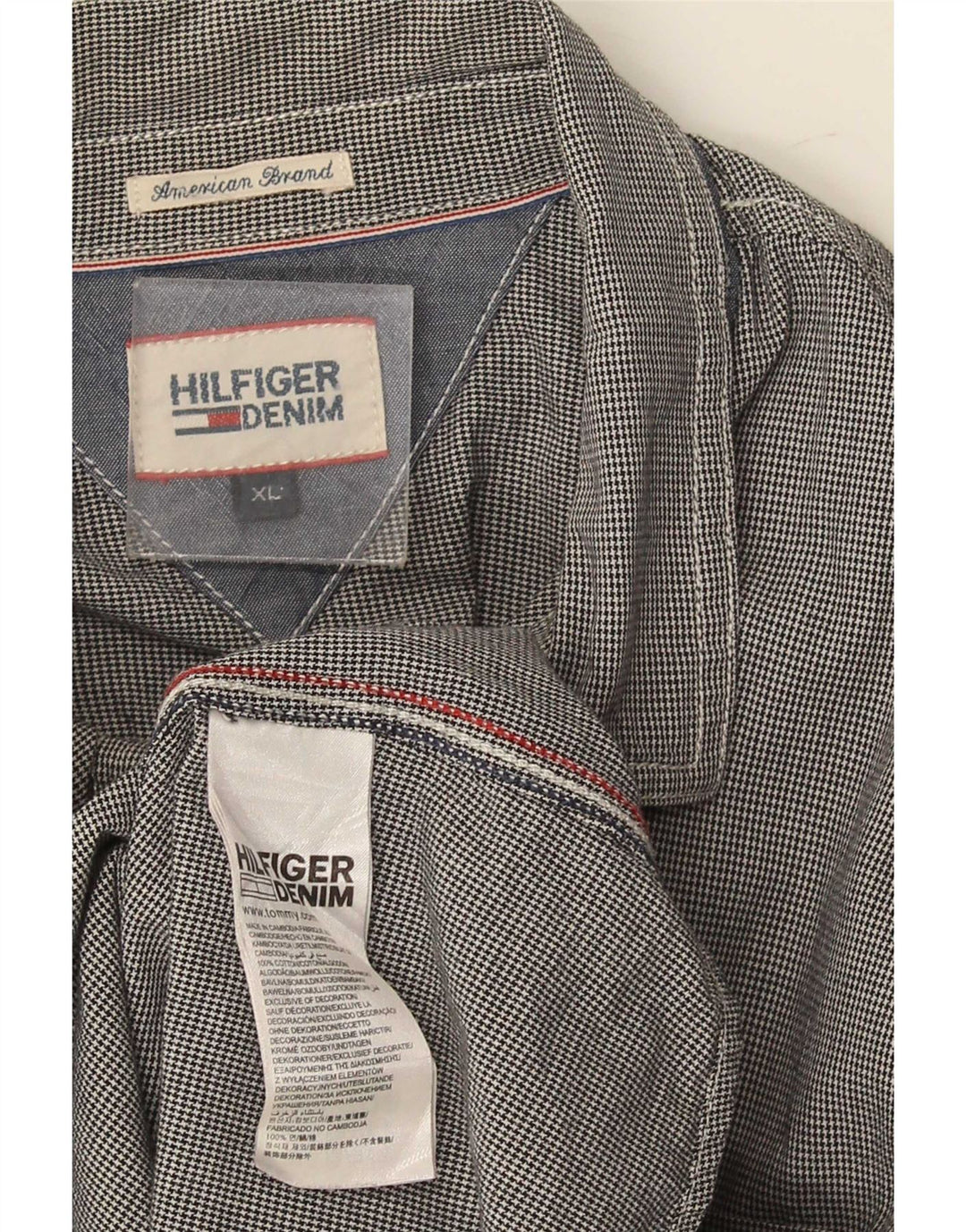 Tommy Hilfiger Herreskjorte XL Marineblå Houndstooth Bomuld
