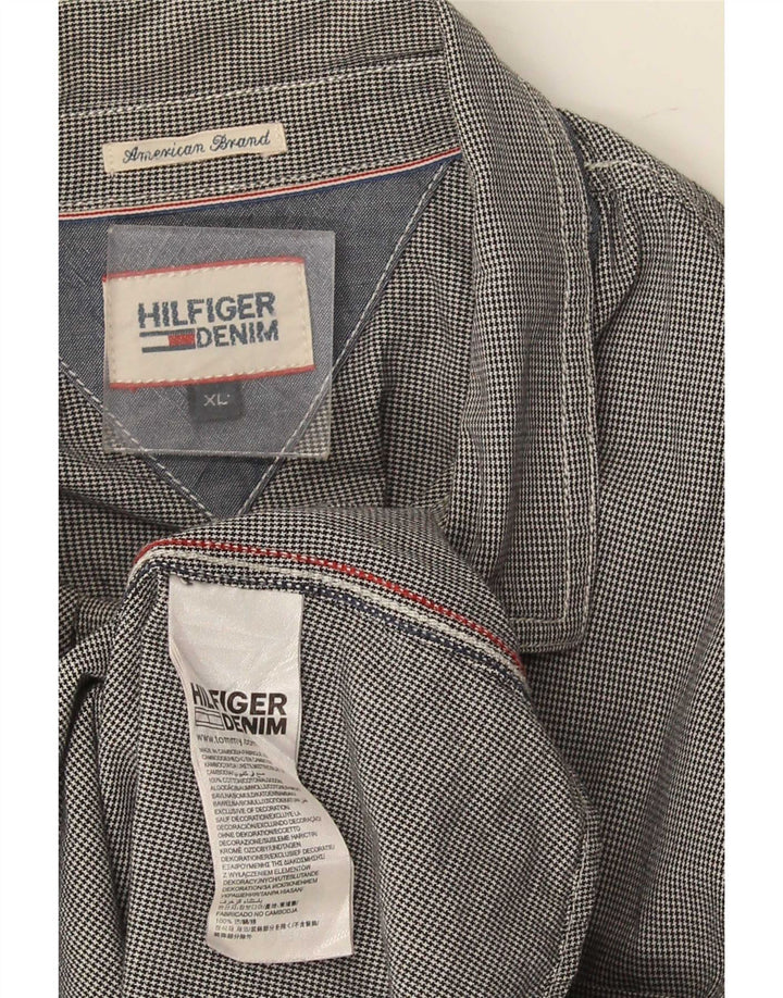 Tommy Hilfiger Herreskjorte XL Marineblå Houndstooth Bomuld