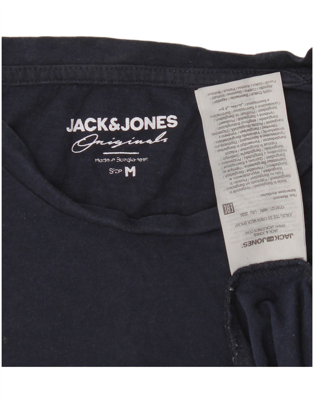 JACK & JONES Herre T-Shirt Top Medium Marineblå Bomuld