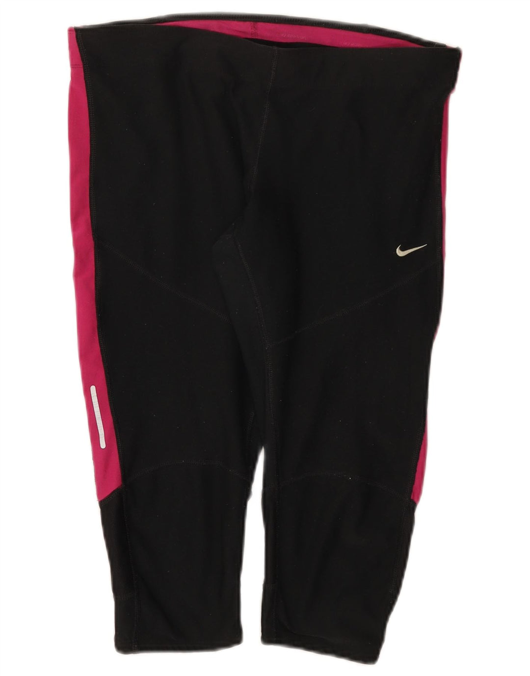 Nike Dame Dri Fit Capri Leggings UK 14 Large Black Colourblock Polyester