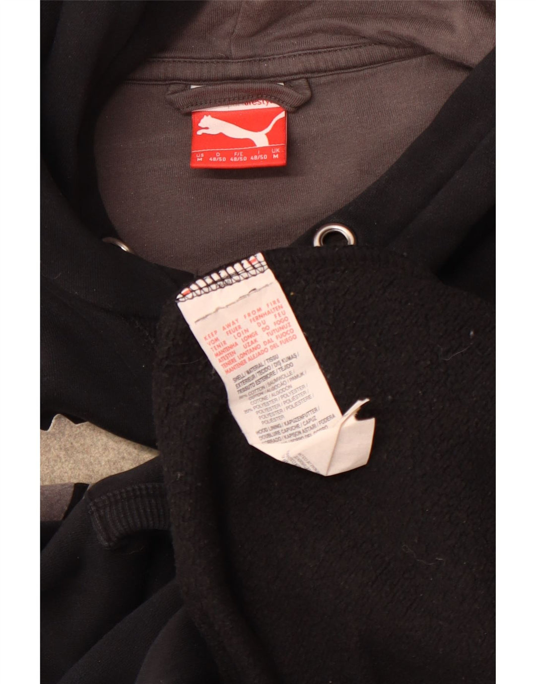 PUMA Grafisk hættetrøje til mænd Medium Sort Bomuld Sports