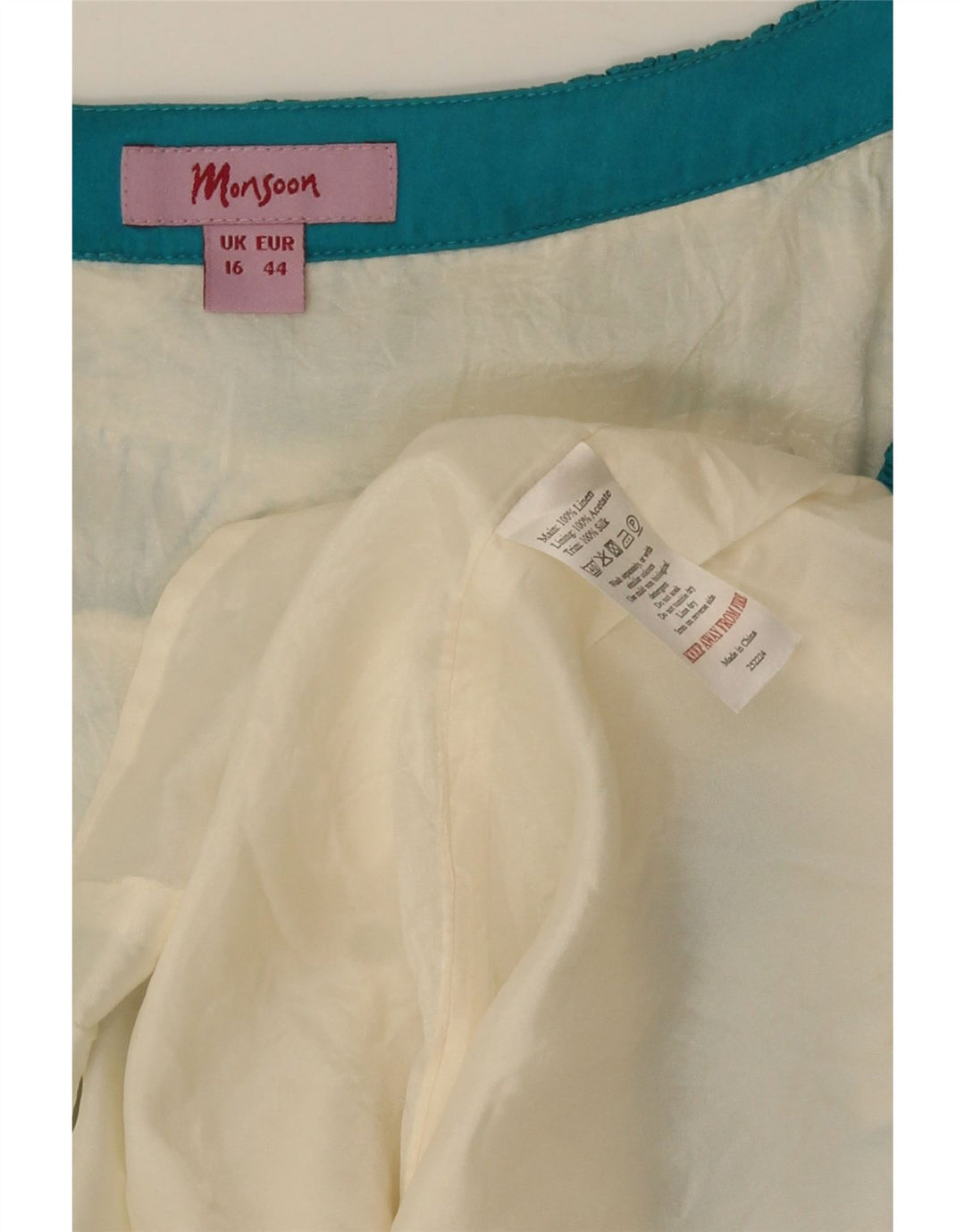 Monsoon Dame Abstrakt A-Line Kjole UK 16 Large Off White