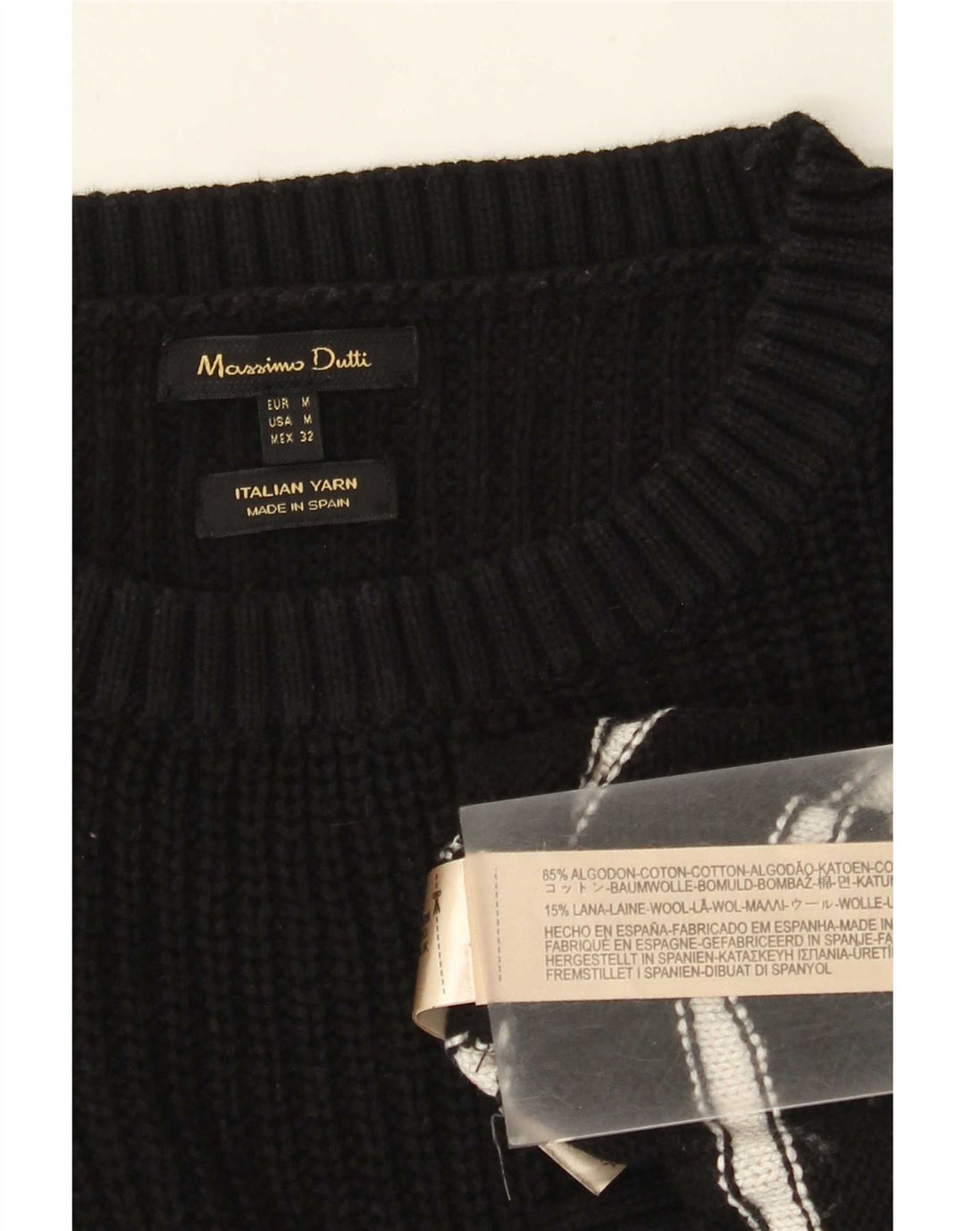 Massimo Dutti Dame Boat Neck Jumper Sweater UK 14 Medium Sort Stribet