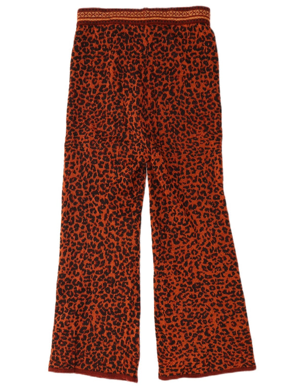 Zara Womens Wide Leg Knit Casual Bukser Small W26 L26 Brown Animal Print