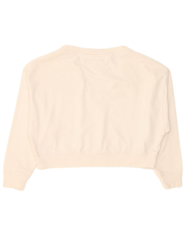 Tommy Hilfiger Womens Crop Oversized Sweatshirt Jumper UK 10 Small White