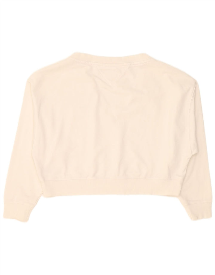 Tommy Hilfiger Womens Crop Oversized Sweatshirt Jumper UK 10 Small White