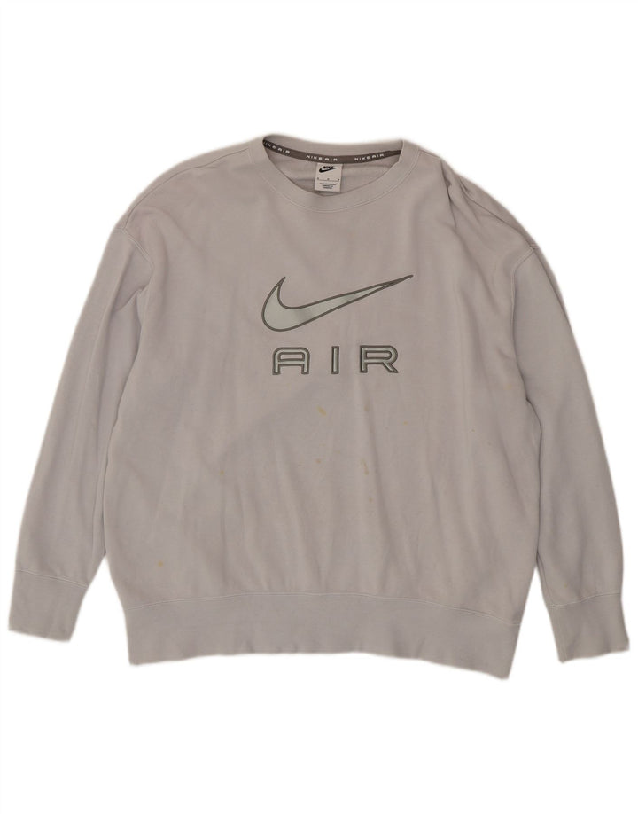 Nike Dame Grafisk Sweatshirt Jumper UK 14 Medium Grey Bomuld