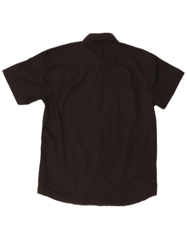 Pierre Cardin Mens Short Sleeve Regular Fit Shirt Large Black Polyester